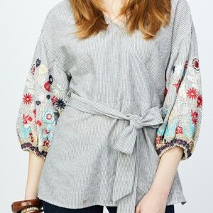 RD & koko Wrap top with floral embroidery Size Small